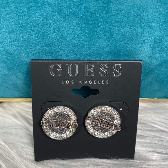 Guess Jewelry - 🆕 Guess Silver & Rhinestone Logo Stud Earrings